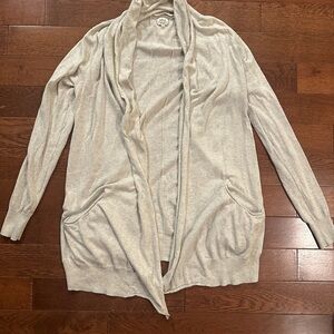 Wilfred Light Gray/Cream Open Front Cardigan sweater sz M
